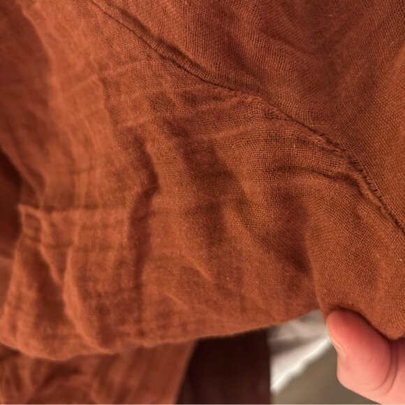 Anthropologie Kallie Flowy Maxi Dress Brown Crinkled Cotton Gauze Empire Waist - Picture 8 of 16